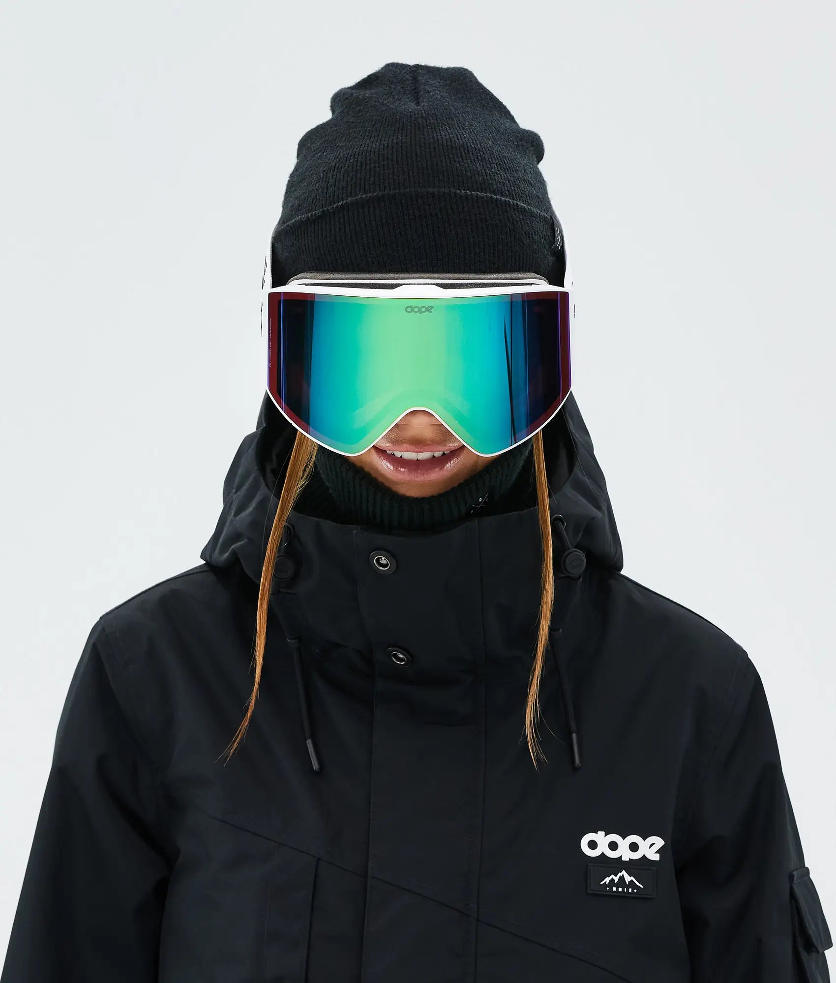 Light - Skibrille White/Green Mirror